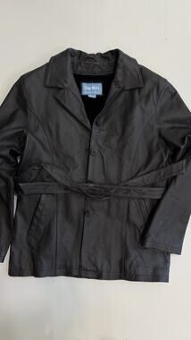 Vtg Dona Michi Women's Bkack Leather Coat Jacket Sz L